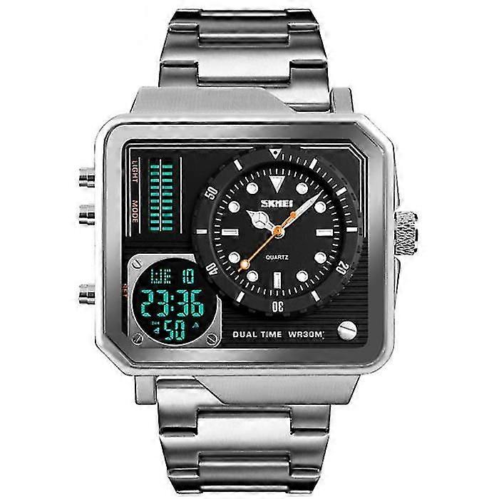 Men's Led Quartz Watch Analog Dual Time Display 26s