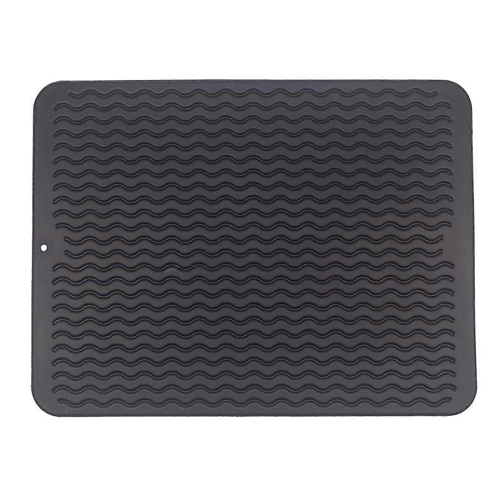 Silicone Drain Pad with Drain Groove, Easy to Clean Counter Mat for Dishes