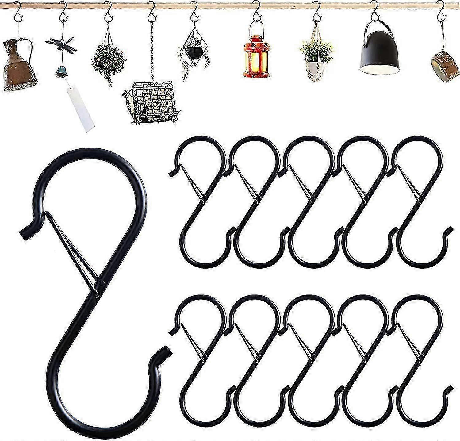 10 s type hooks with spring round tube hook s type hook with safety buckle Design Black