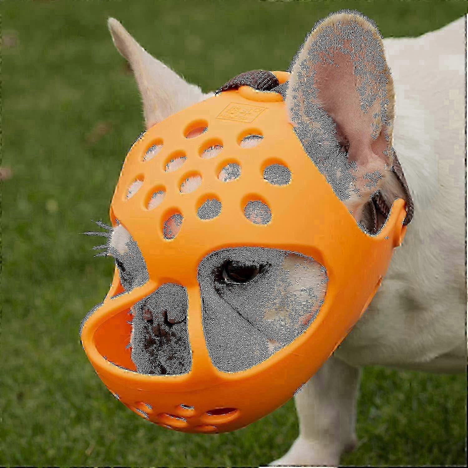 Soft Silicone Dog Muzzle For Short Snout Breeds - Anti-bite Chew For Flat-faced Dogs M Orange miao7