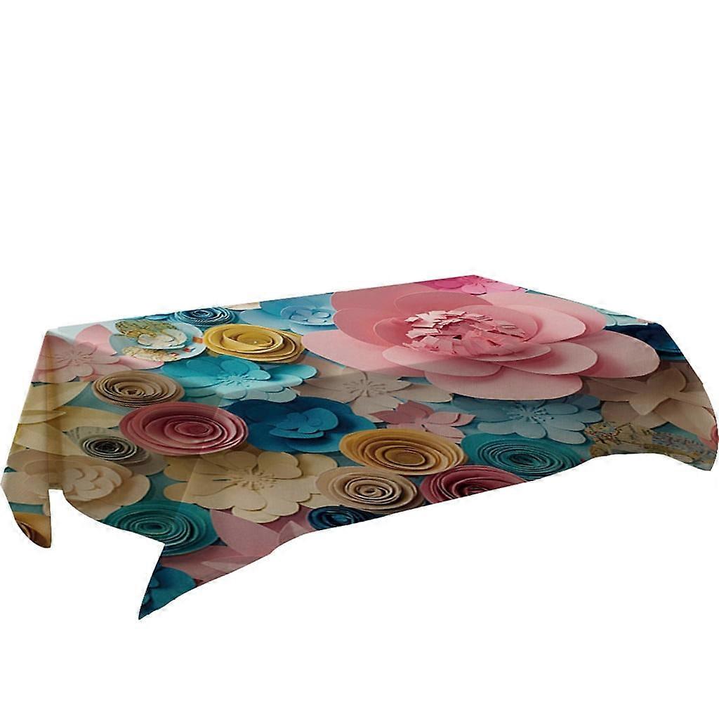 XIUH Clearance! Home Textile Primeval 3D Flower Table Cloth Rectangular Tea Table Cover Dining Home Decor (D)