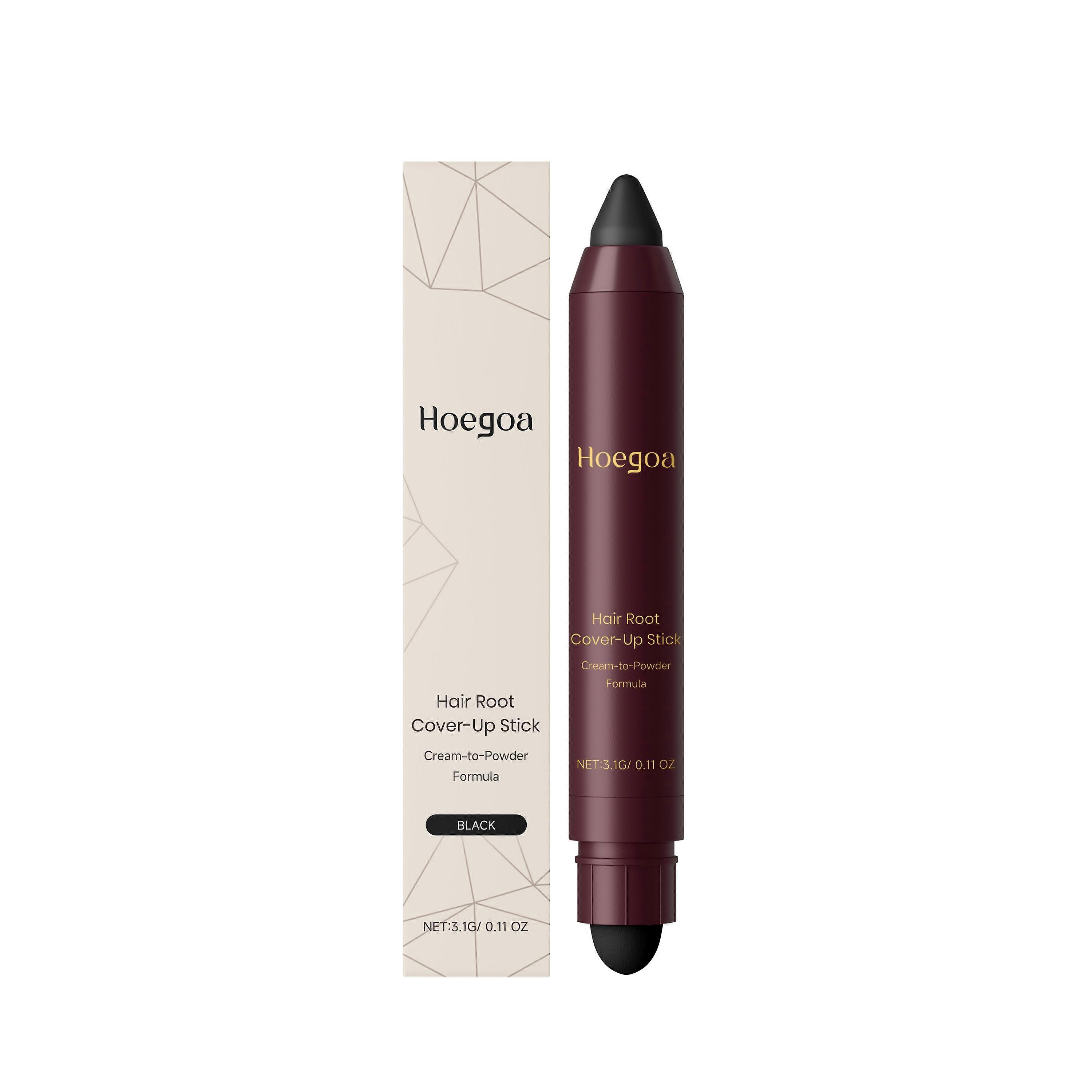 Hoegoa Plant-Based Hair Root Color-Matching Stick Naturally Covers Hair Without Damaging It. Fashionable And Portable Plant-Based Black Hair Care Stic