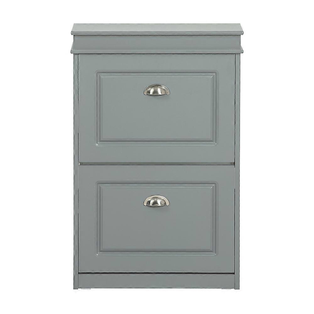 Narrow Cupboard Shoe Cabinet with 2 Flip Drawers Slim Shoe Storage Organizer Shoe Rack for Hallway E