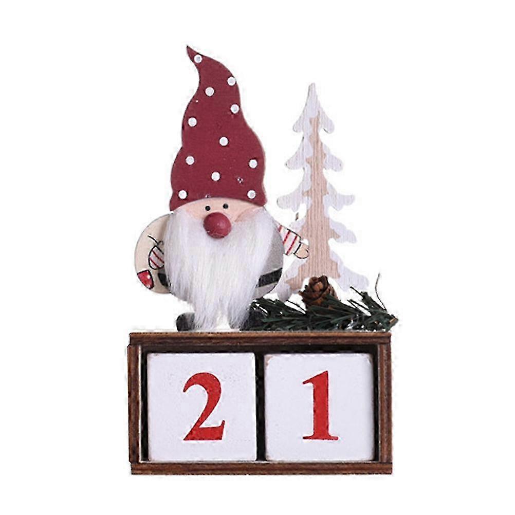 Wooden Advent Calendar for Christmas - Desktop Countdown Decor with 24 Pockets