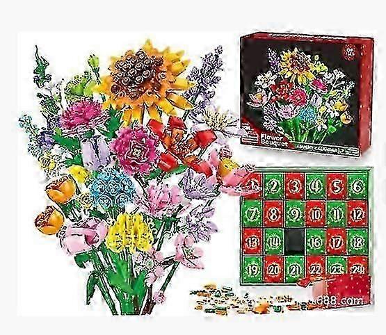 sopii Kukkakimppulohkot Joulun adventtikalenteri, Joulu 24 päivää Auringonkukkakimppu Blind Box-jc