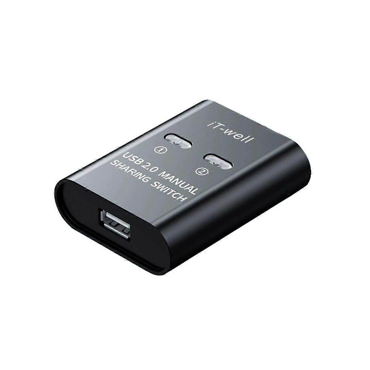 USB Printer Switch HUB 2 Port Printing Switcher Box Black