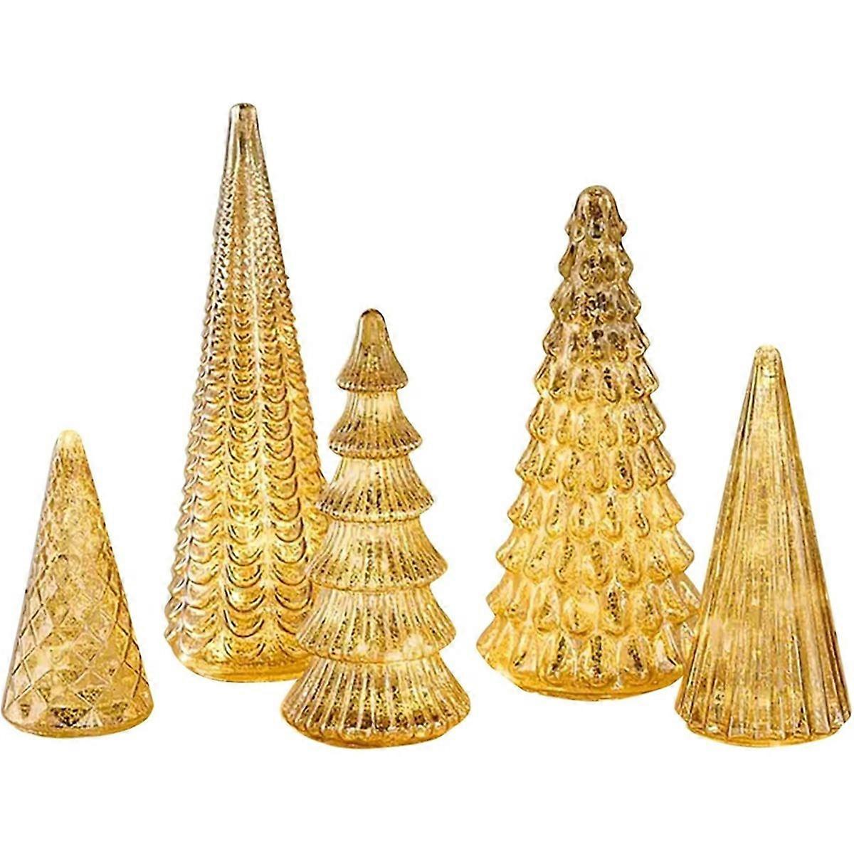 5PCS Illuminated Mercury Glass Trees