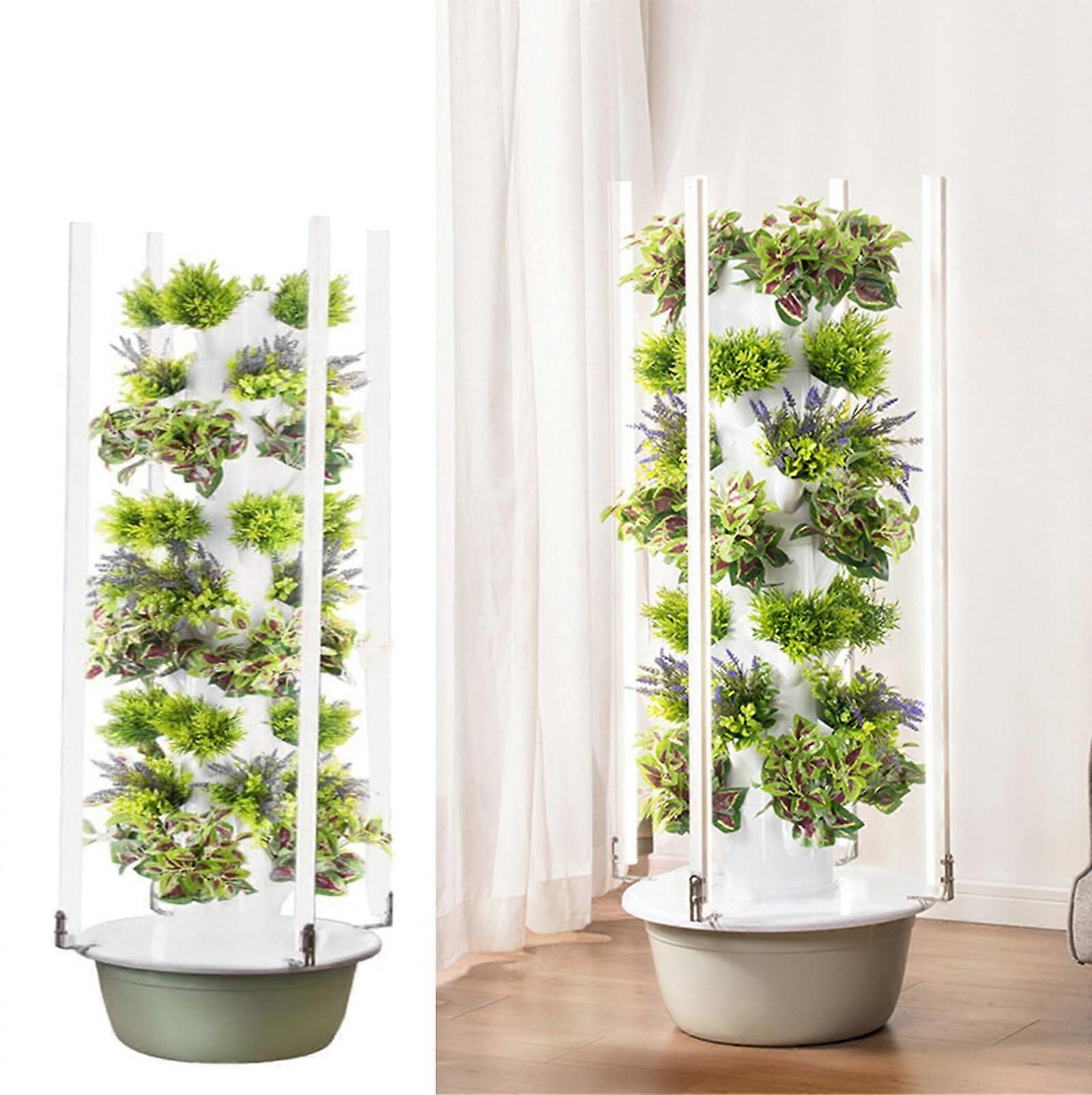 Hydroponics Tower Garden System 5Layer Vertical Planter With LED Grow Light For Indoor Hydroponic Herbs & Vegetables