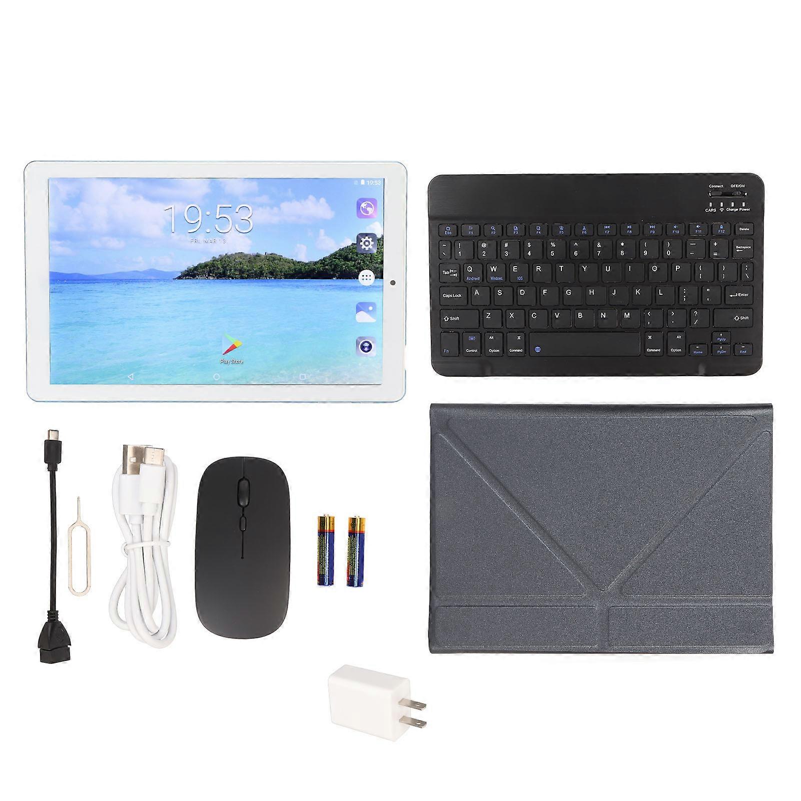 10.1 Inch 2 in 1 Tablet 5G WiFi Android 11.0 4GB RAM 64GB ROM GPS FM with Keyboard Mouse Blue