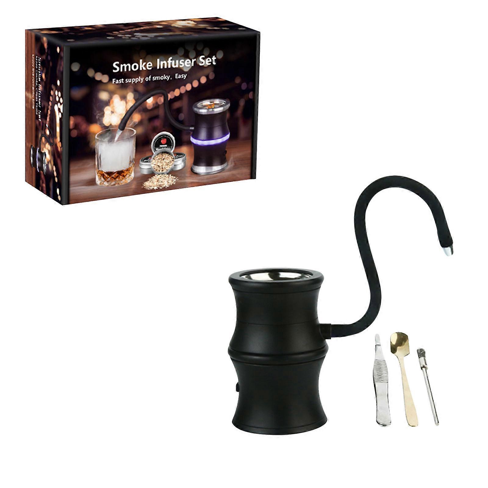 Professional Metal Drink Smoker Set Flexible Tube Additional Net Screens Cleaning Brushes Exemplary Homebar Addition Present Box Multicolor