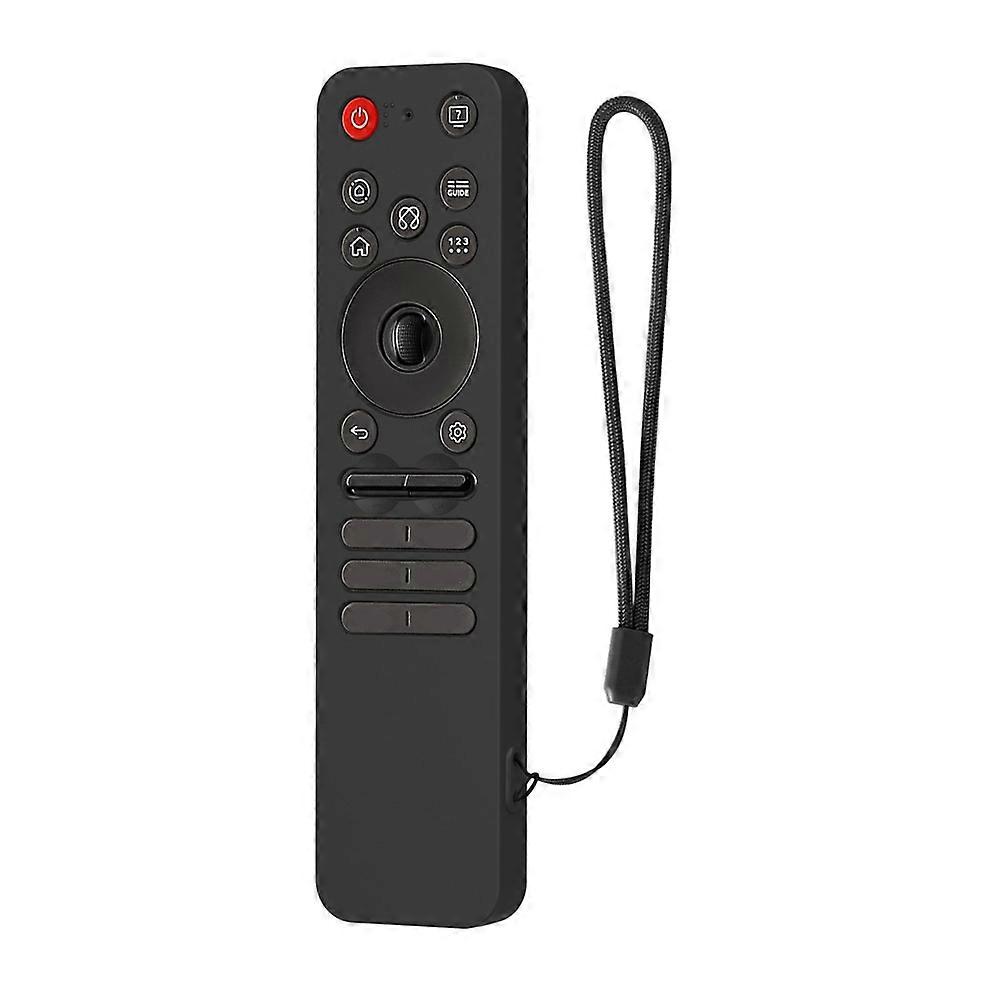 Silicone Protective Case with Lanyard Shockproof Soft Shell Protector Sleeve for LG MR25GA Remote Control Black