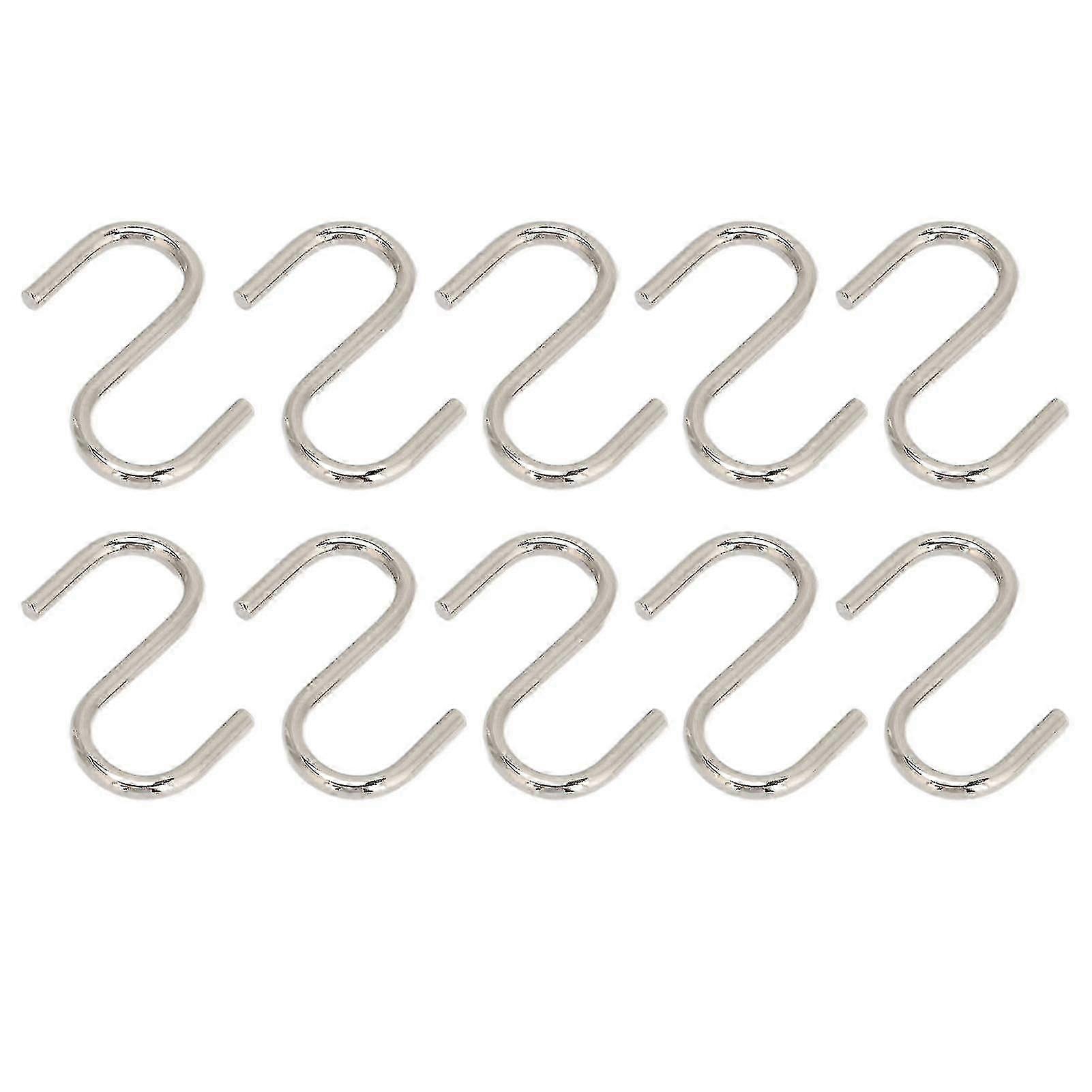 10 Pack Of Strong S Shaped Hooks | Durable Metal Hooks For Clothes, Bags, And Utensils