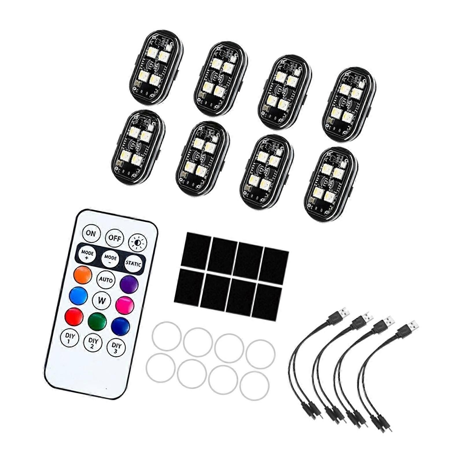 1/2/4/6/8pcs Emergency Warning Light Wireless LED Strobe Light with Remote Control USB Charging for Car Motorcycle Aircraft Multicolor