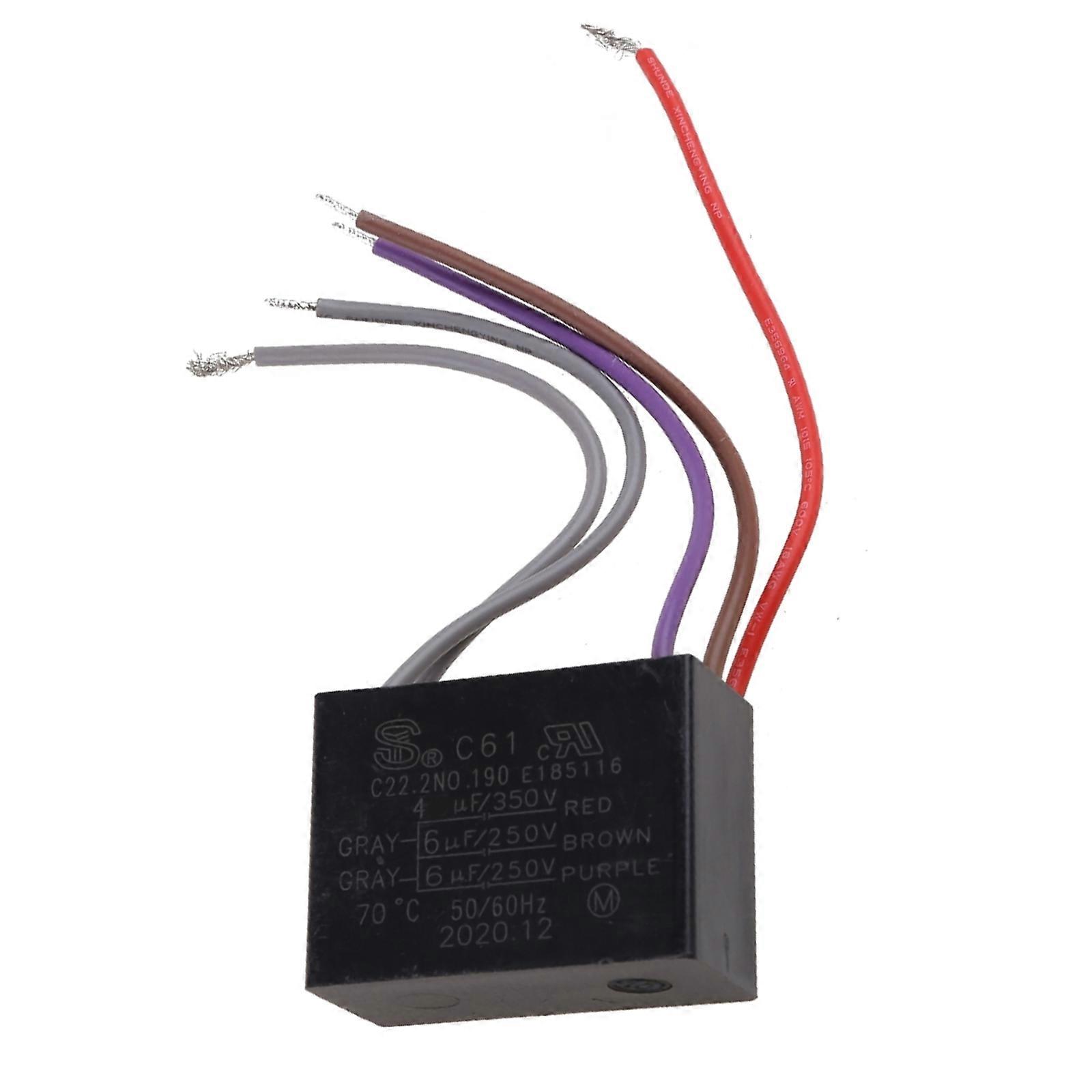 CBB61 4.5+6+5UF 4.5+6+6UF 5+5+5UF 4+4+2.5UF 4+5+6UF 5 Wire 250V Ceiling Fan Capacitor Replacement for Ceiling Fan Multicolor