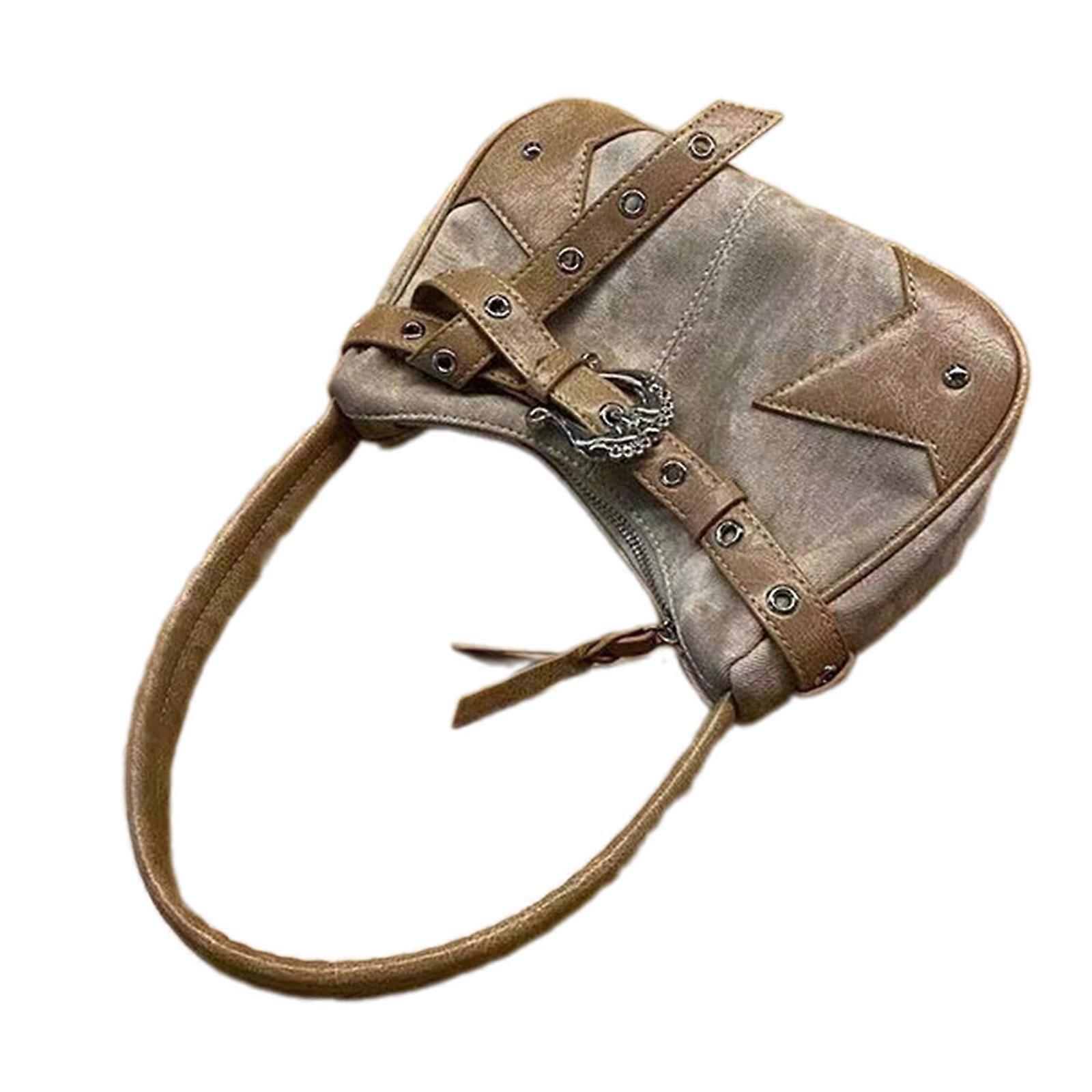 תיק כתף מעור PU אלגנטי לנשים תיק יד קומפקטי ורב-תכליתי לאנשים אופנתיים חום