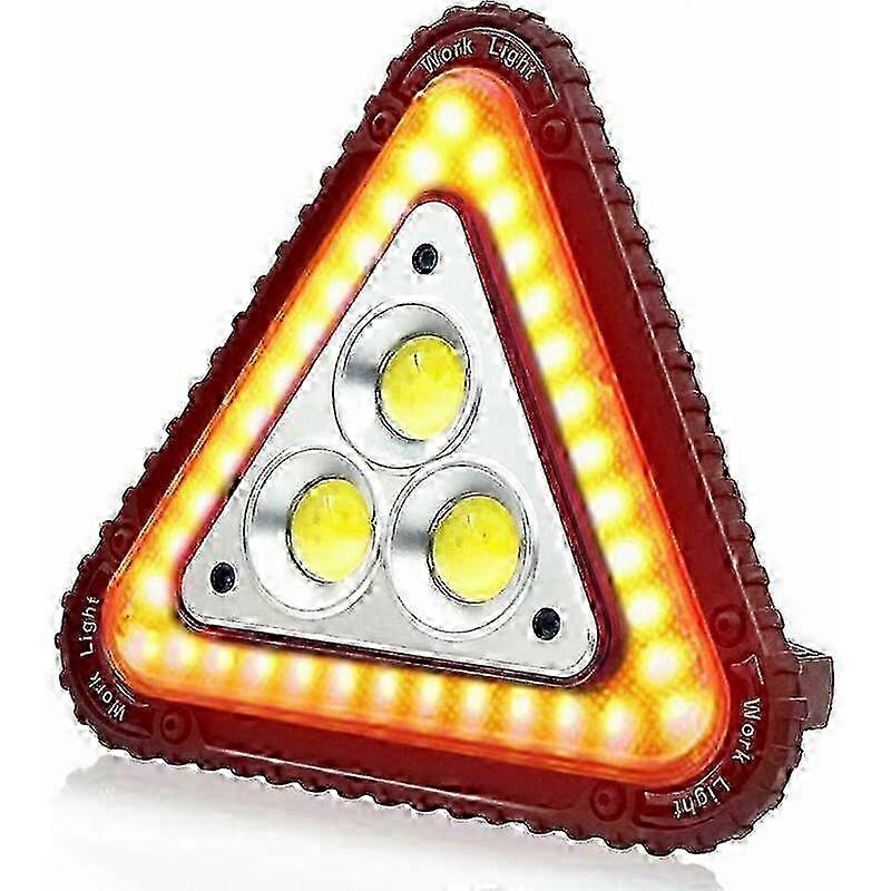 Portable LED Warning Triangle,Portable LED Work Light,USB Rechargeable,Triangle 4 Modes COB Spotlight Car Repair Flood Light 30W