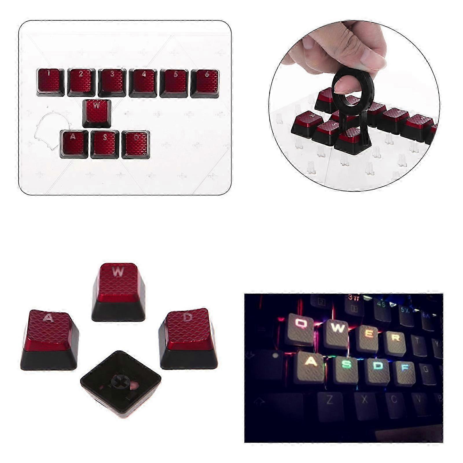 10Pcs Backlit Keycaps for Corsair K70 RGBK70 K95 K90 K63 K65 Mechanical Keyboard Keycap Replacement Anti Slip Red