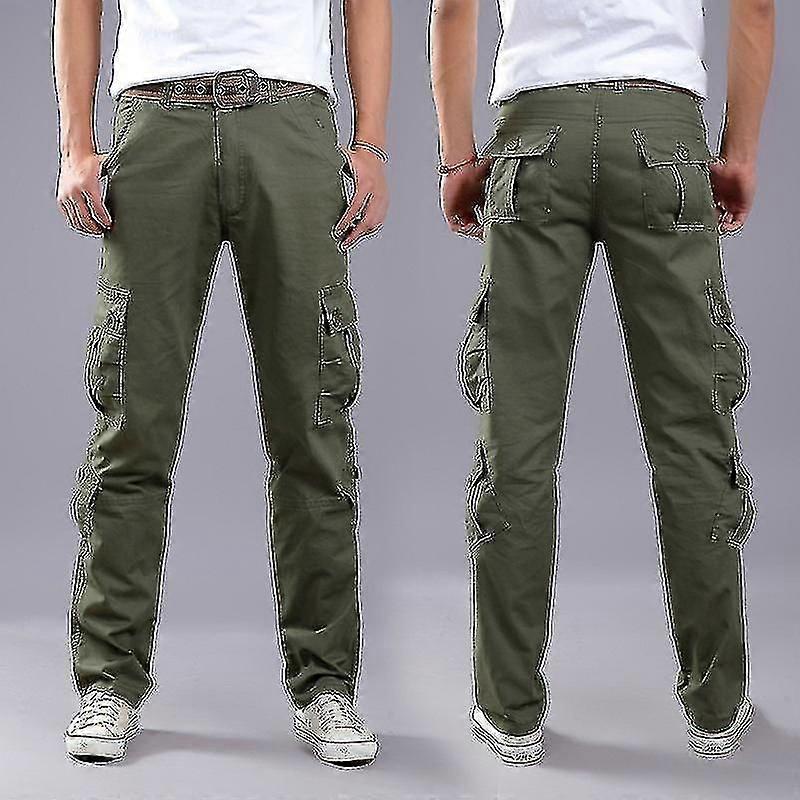 Plus Size Cargo Pants for Men - Army Green with Big Pockets