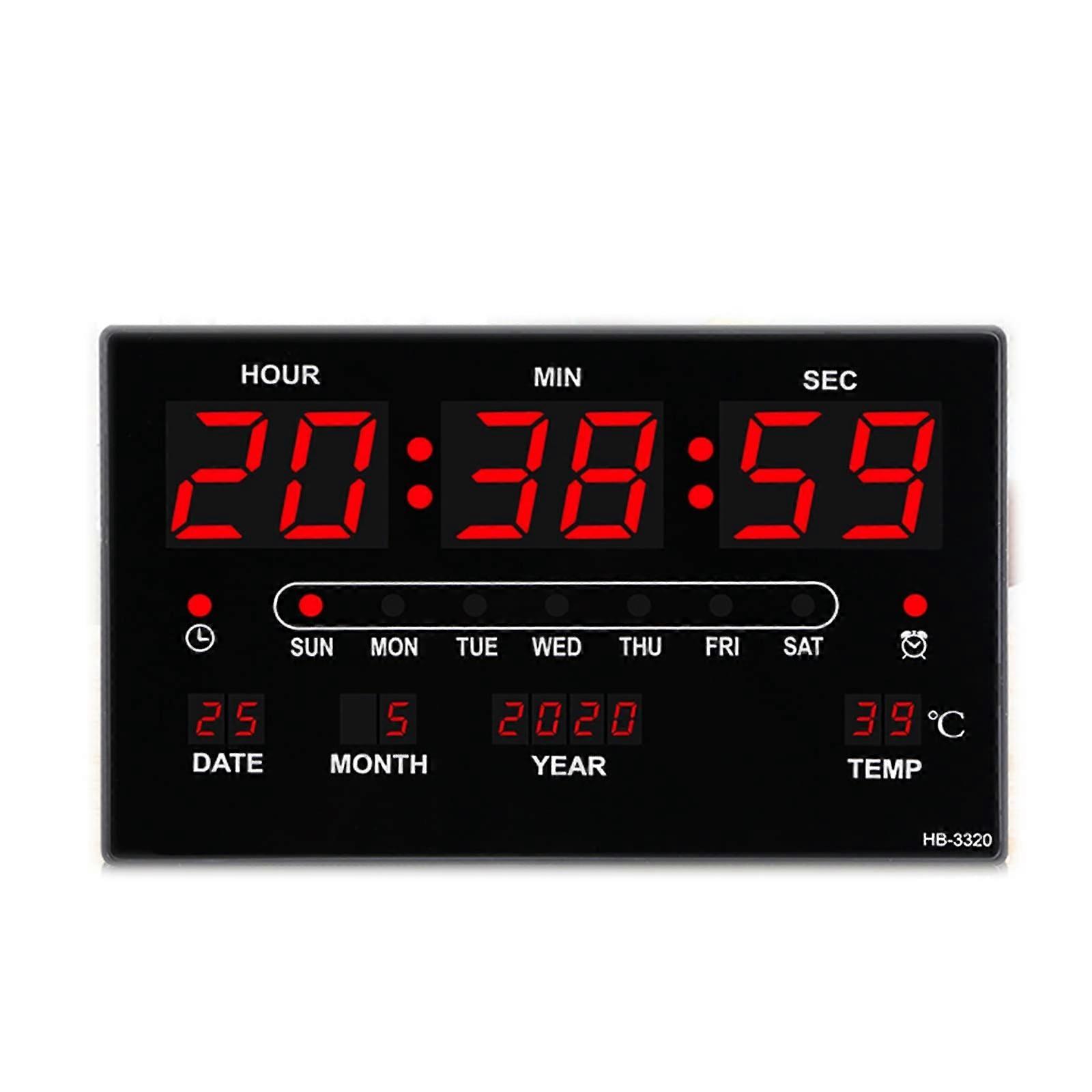 Digital LED Alarm Clock with Large Display, Snooze, Temperature, Calendar for Home or Office