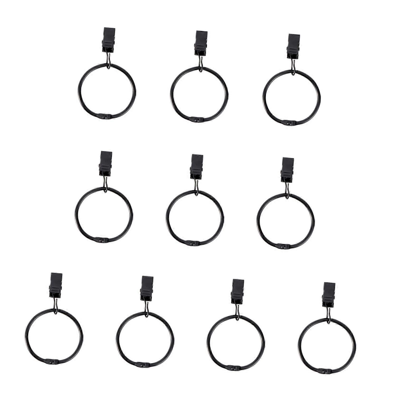 10pcs Metal Curtain Rings with Clips and Hooks for Rods and Showers Hanging Drapes