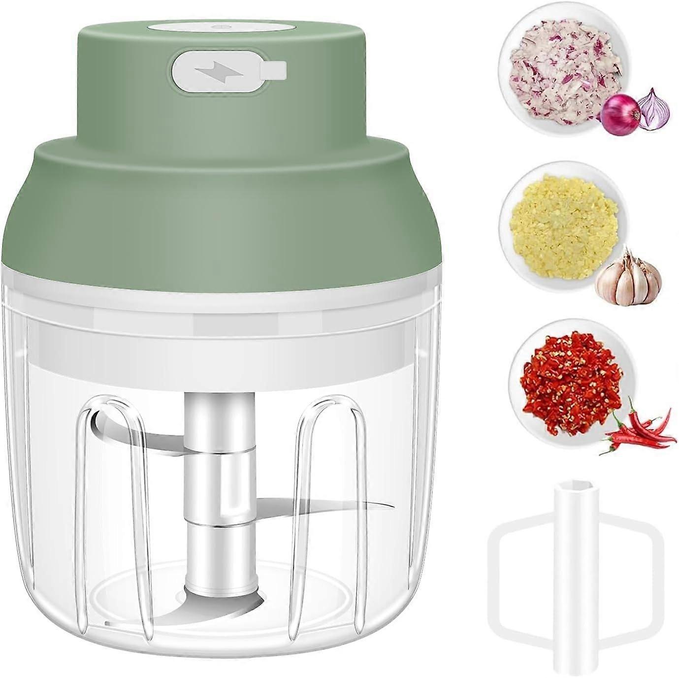 Electric Garlic Chopper, 250ML Garlic Mincer with Egg Beater, Mini Portable Vegetable Chopper