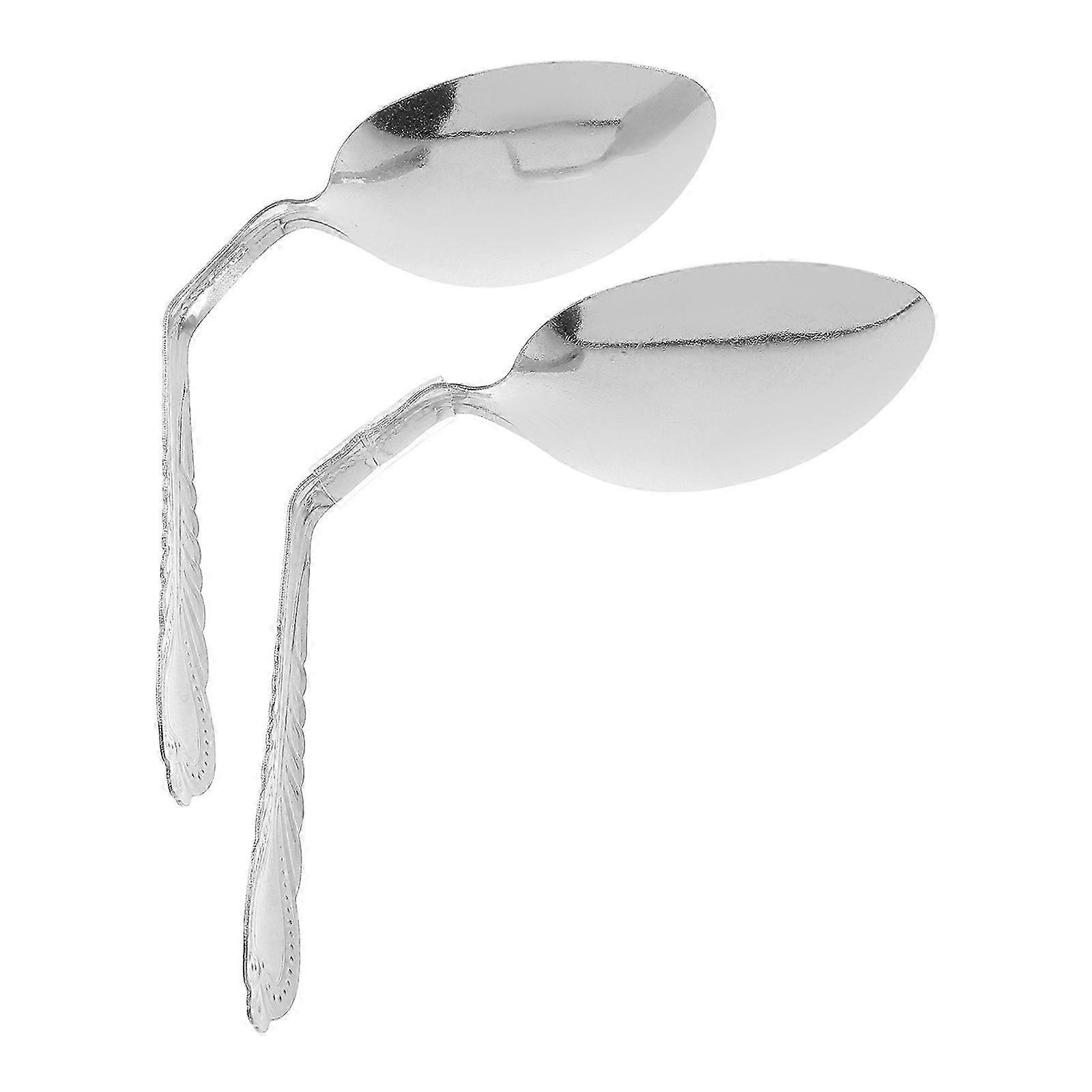 2pcs Magic Bend Spoon Set for Street Close Up Tricks, Gimmicks & Stage Mind Reading Props
