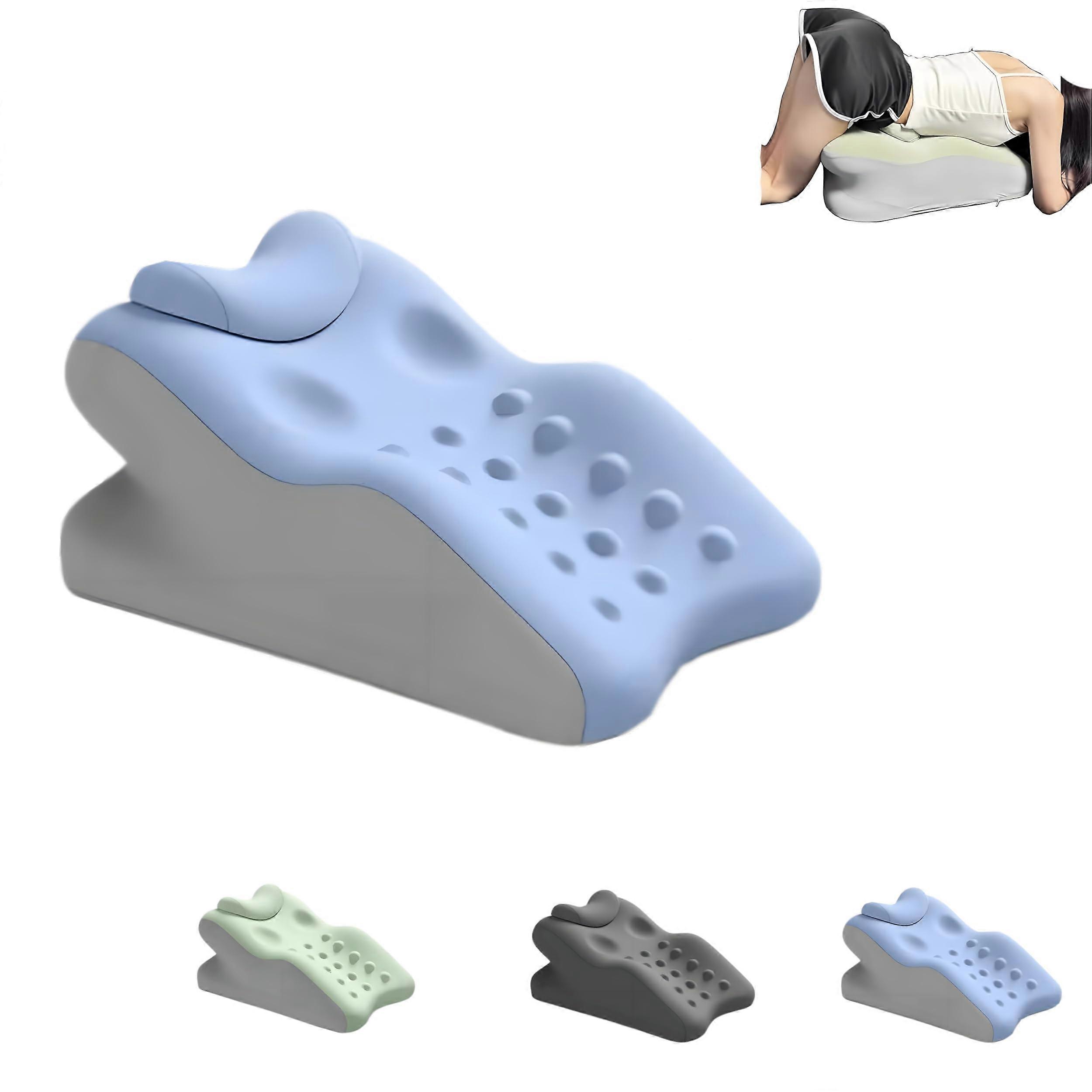 Couples Pillow with Memory Foam, Ergonomic Arc Design and Dual Concave Comfort, Blue