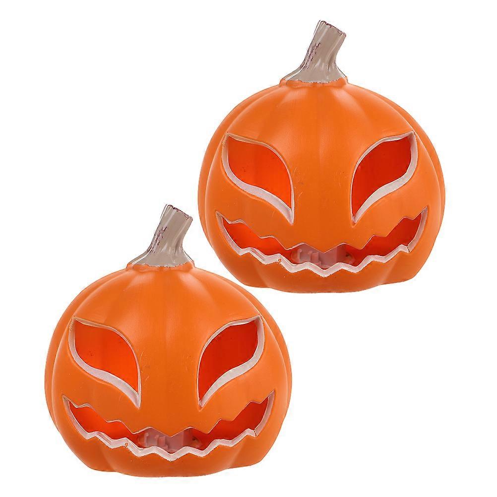 Halloween Pumpkin Lantern Decoration for 2Pcs Orange Hollow Lighted Display
