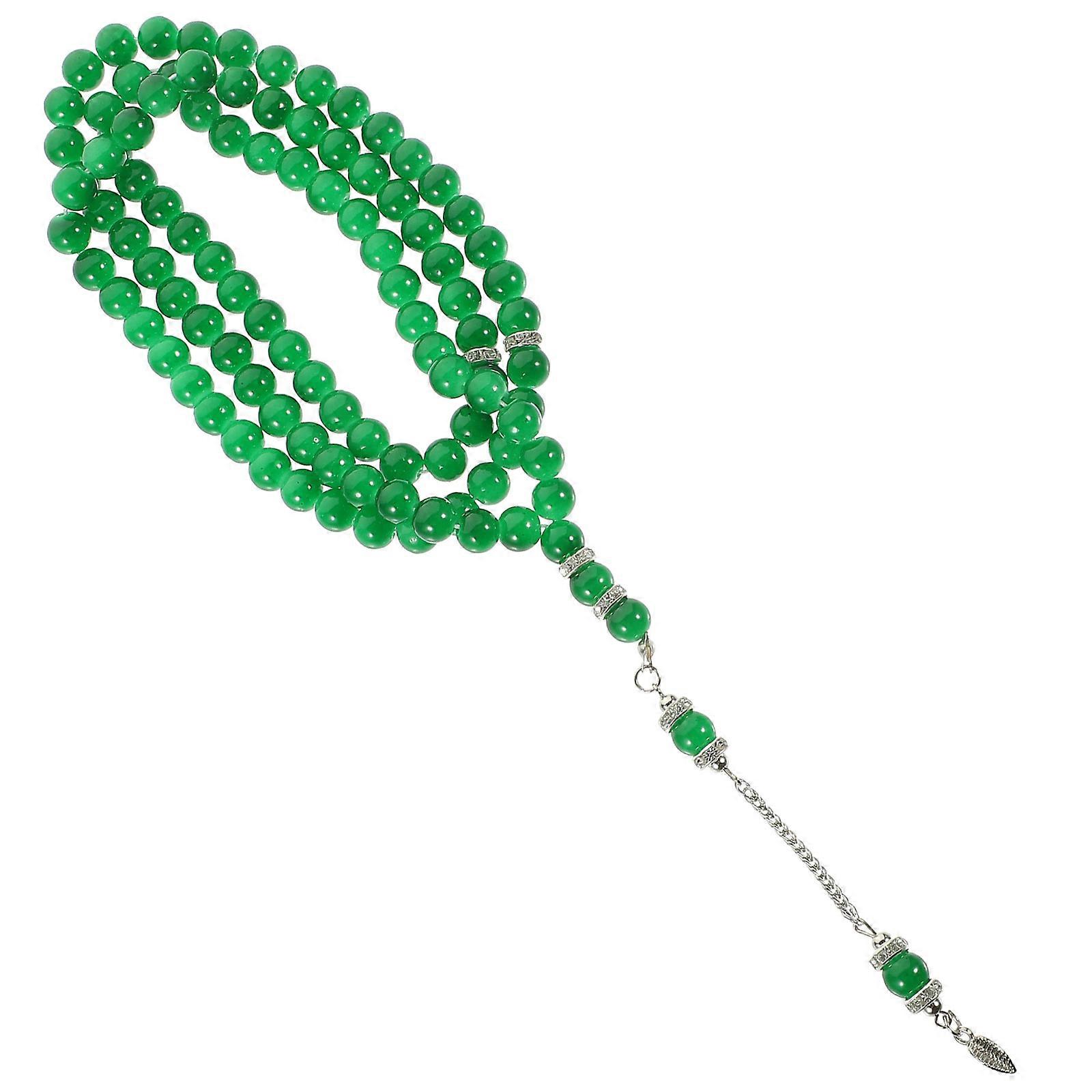 Green Rosary Bracelet for Prayer with 1 String Glass Beads