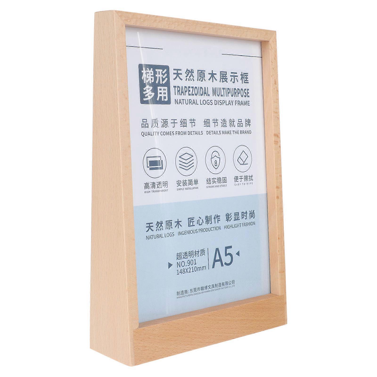 Menu Display Stand for Retail Use with 2Pcs Wooden and Acrylic Holders