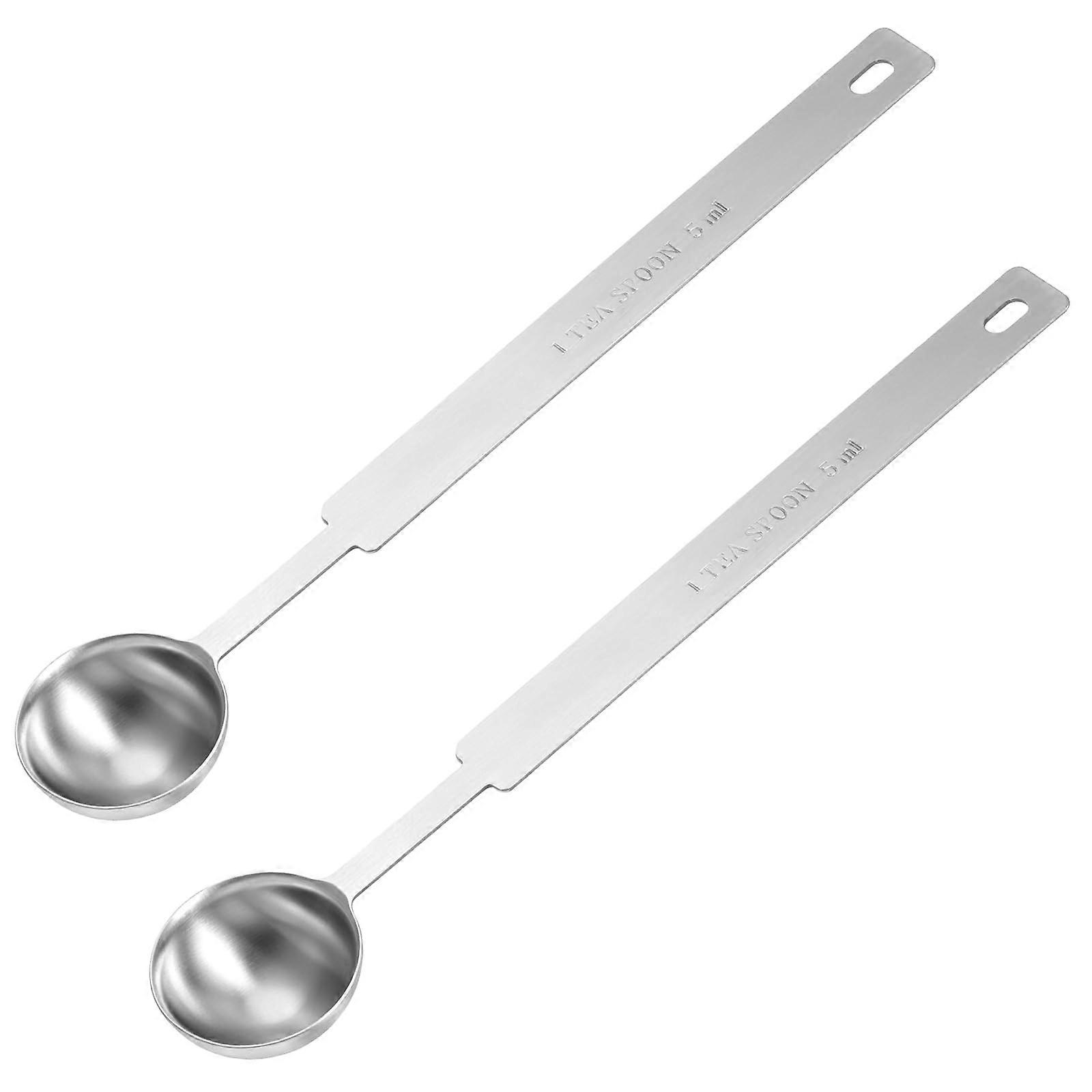 Stainless Steel Coffee Scoop 5ml Measuring Spoon with Long Handle, Dishwasher Safe, Set of 2