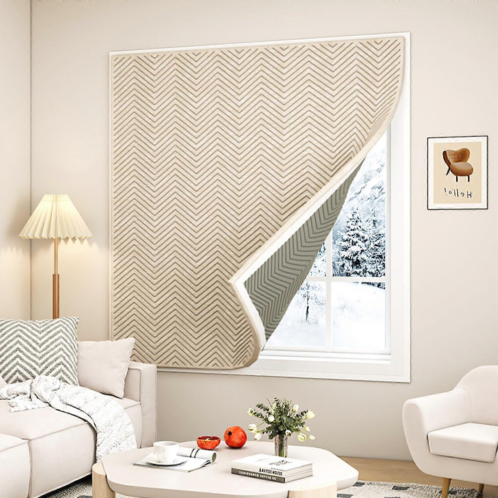 Thermal Insulated Blackout Curtains for Door and Window, Heat Retention and Noise Reduction, Brown 200cm x 200cm