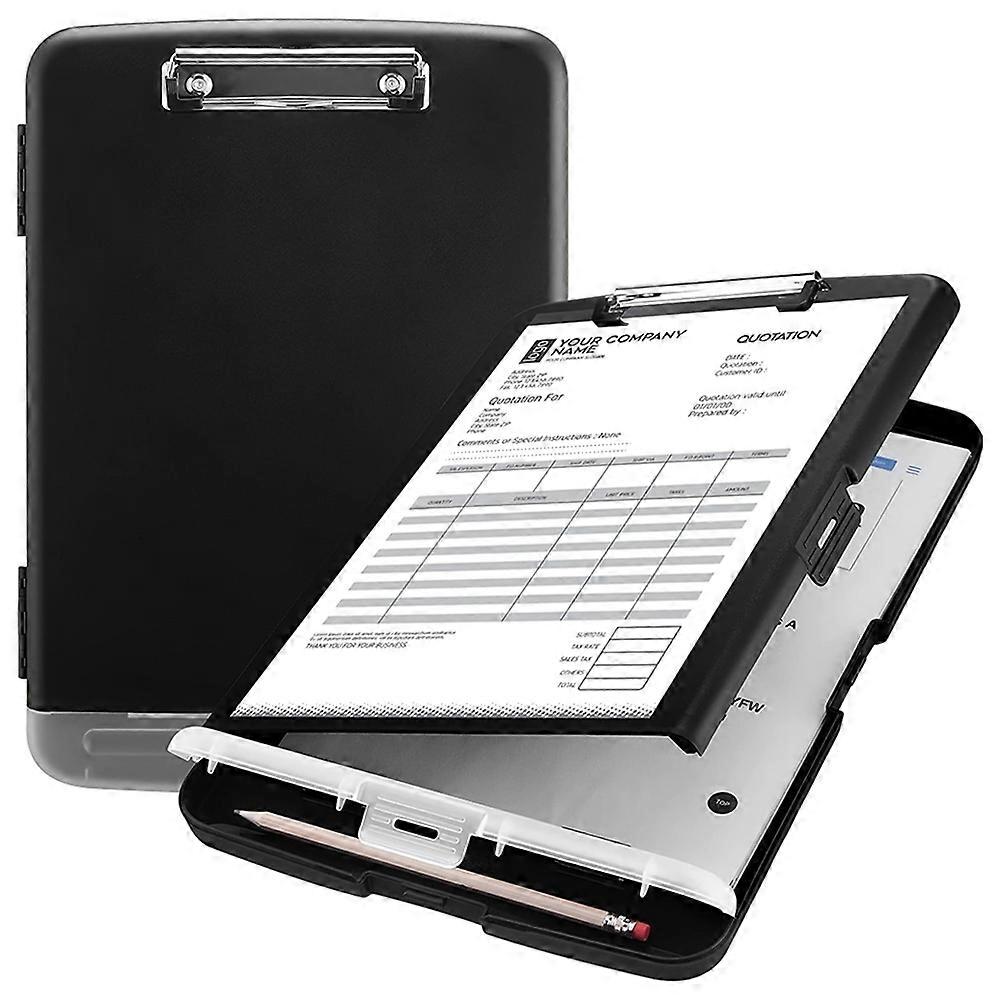 Large A4 Waterproof File Box with Pen Slot Desktop Plastic Folder Data File Storage with Writing Board Clip for Office