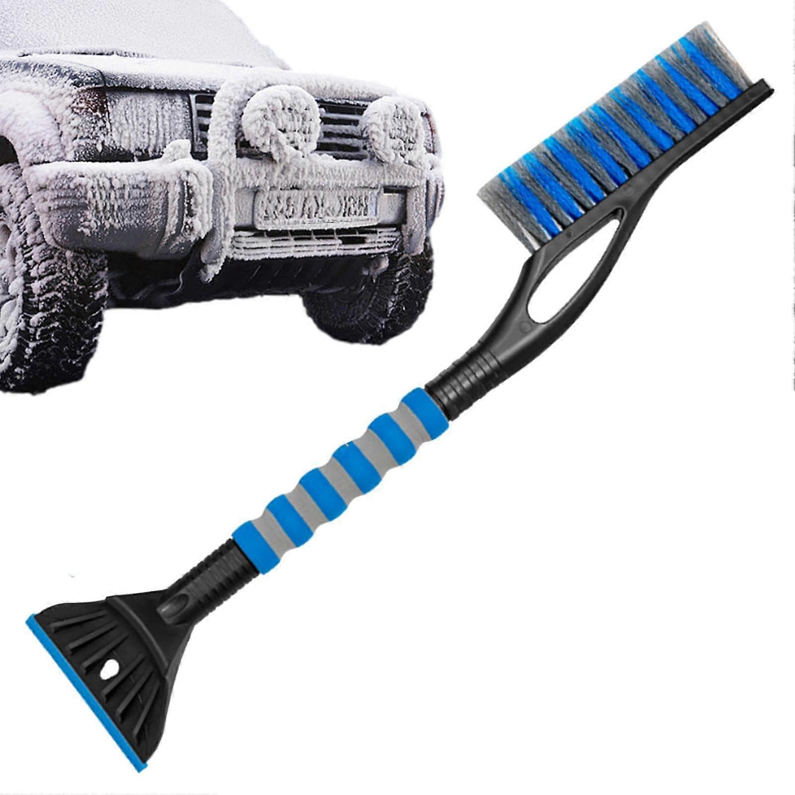 Car Snow Brush and Scraper with Ergonomic Comfort Grip, ScratchProof Bristles, Wide Shovel, Blue