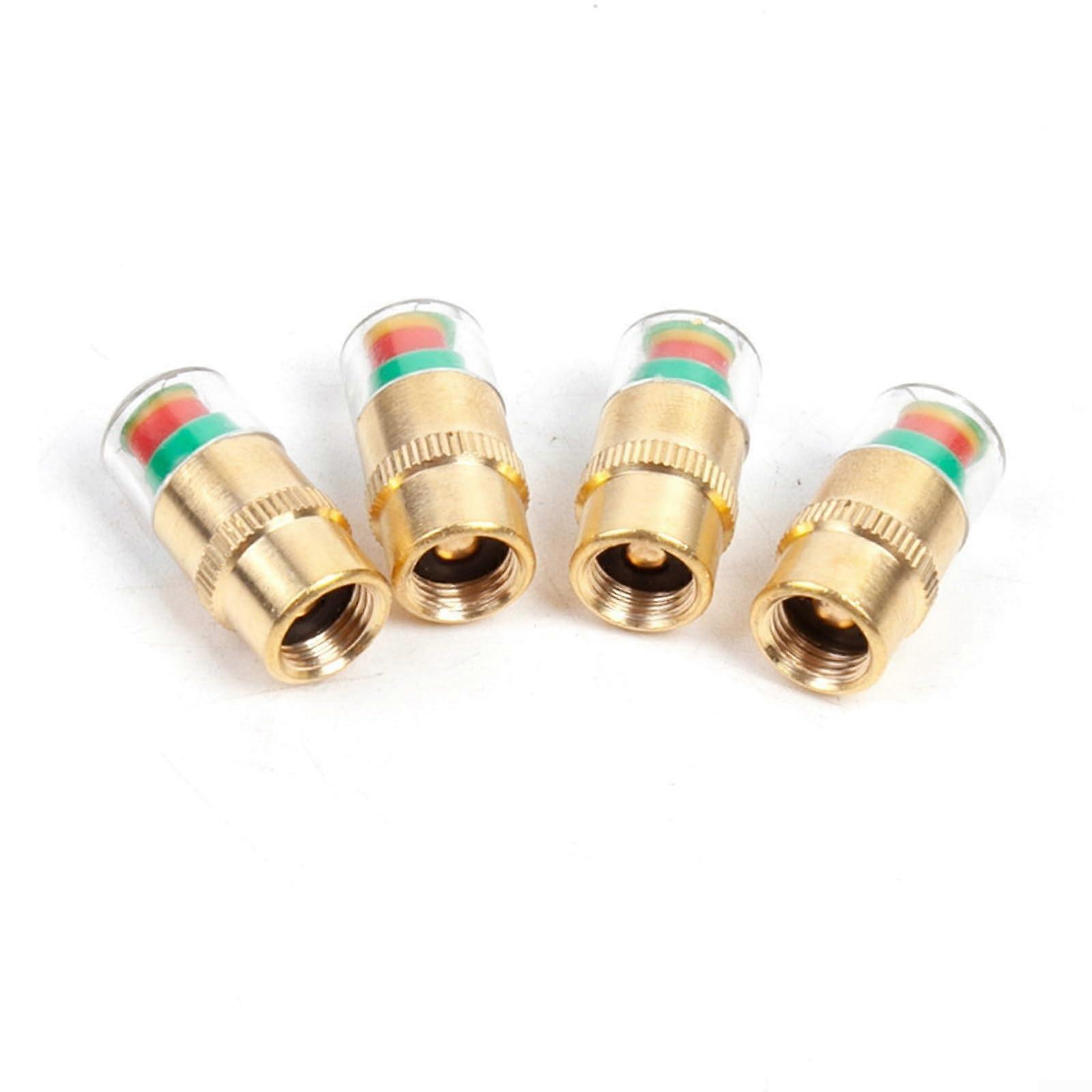 Tire Pressure Monitoring Valve Stem with 3Color Indicator Caps, Stainless Steel and Copper Set