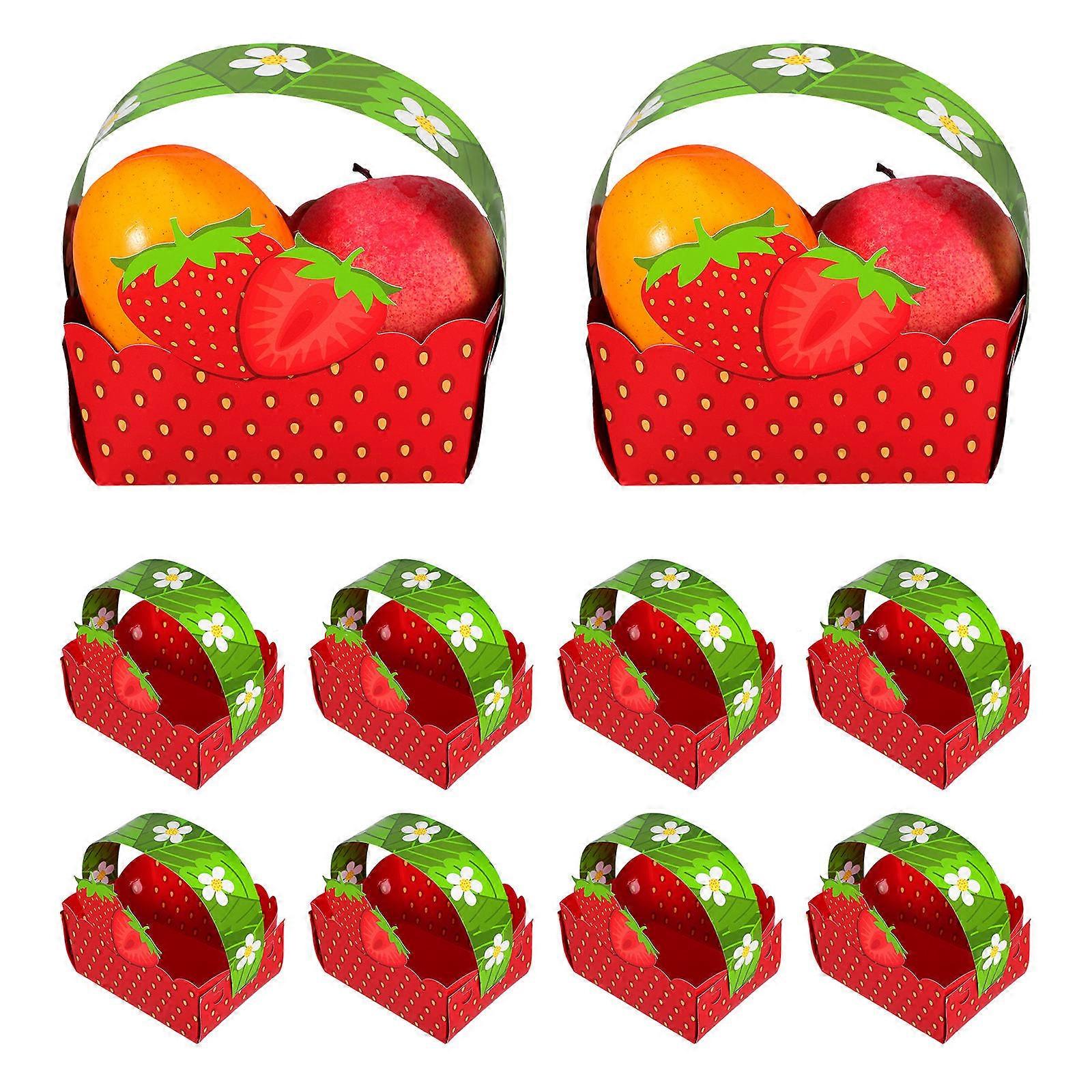 Paper Fruit Snack Boxes for Storage with Handle 20Pcs Red Party Containers