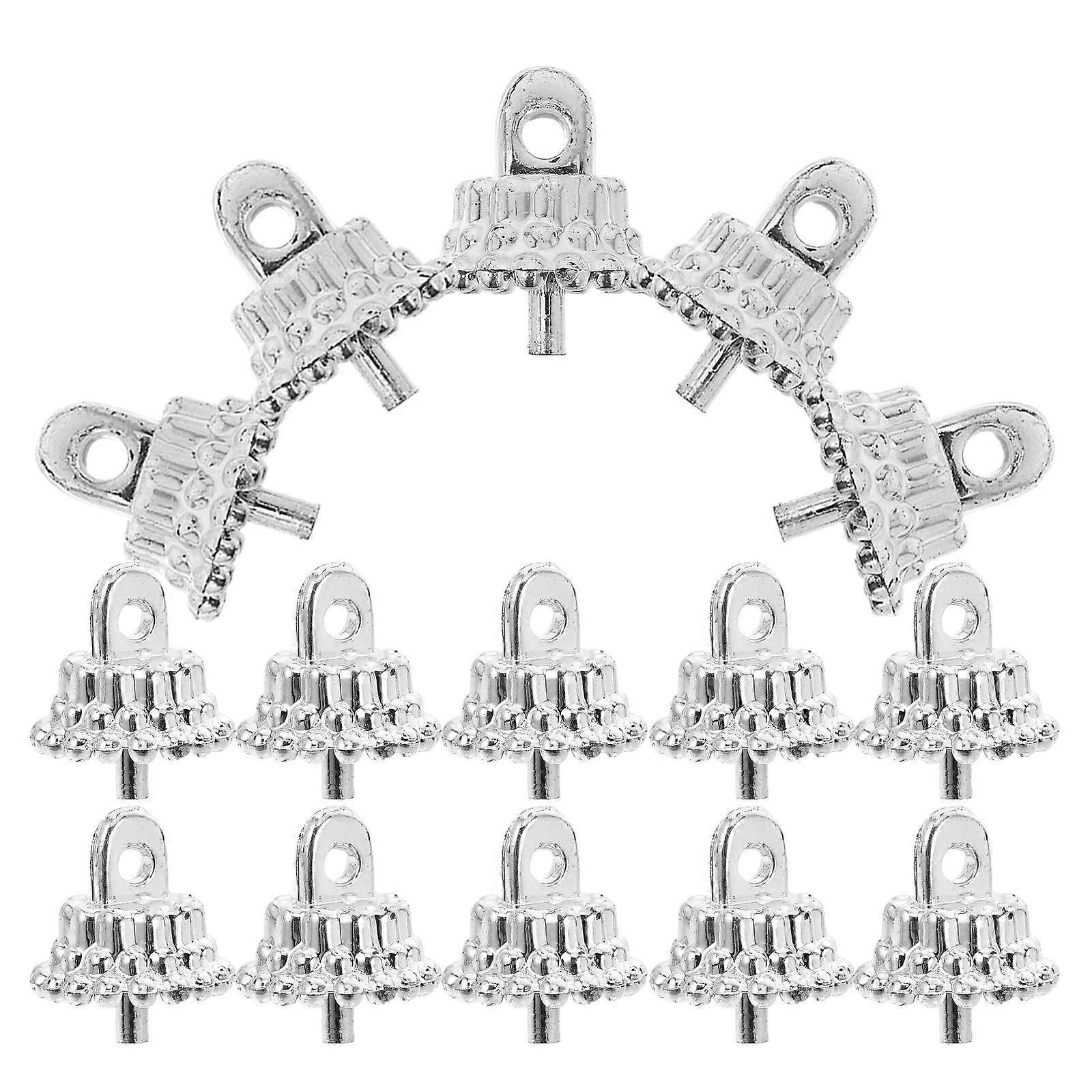 100Pcs Christmas Ornament Caps Replacement for Silver Round Plastic Caps