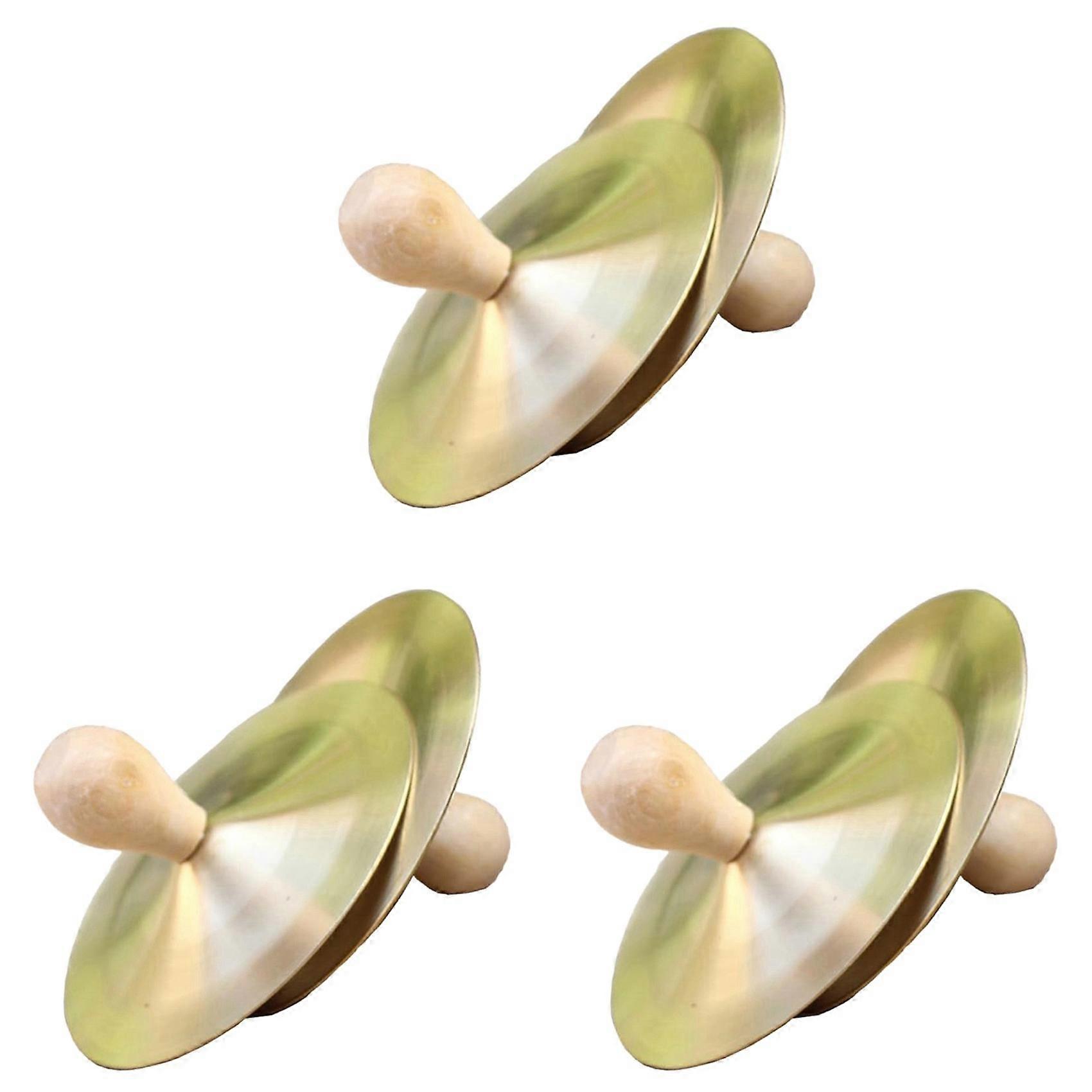 3 Pair Brass Cymbals with Knobs Finger Cymbals with Wood Knobs for Dancer Party Percussion Instrument