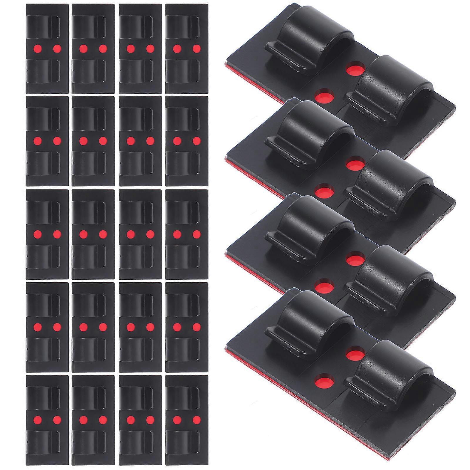 25Pcs Black Adhesive Cable Clips for Wire Management and Organization
