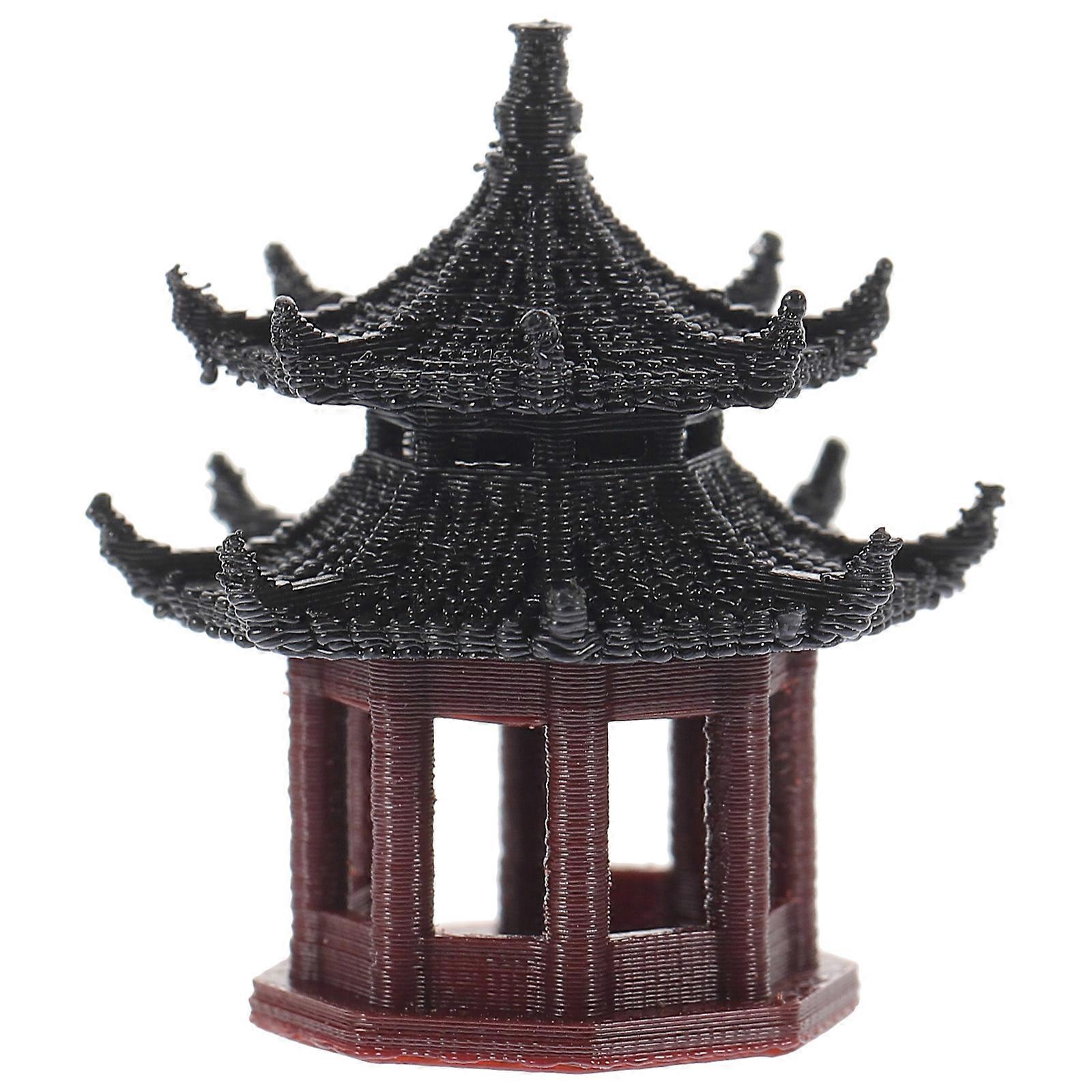 Aquarium Decoration Simulation Pavilion Statue Black Plastic Figurine