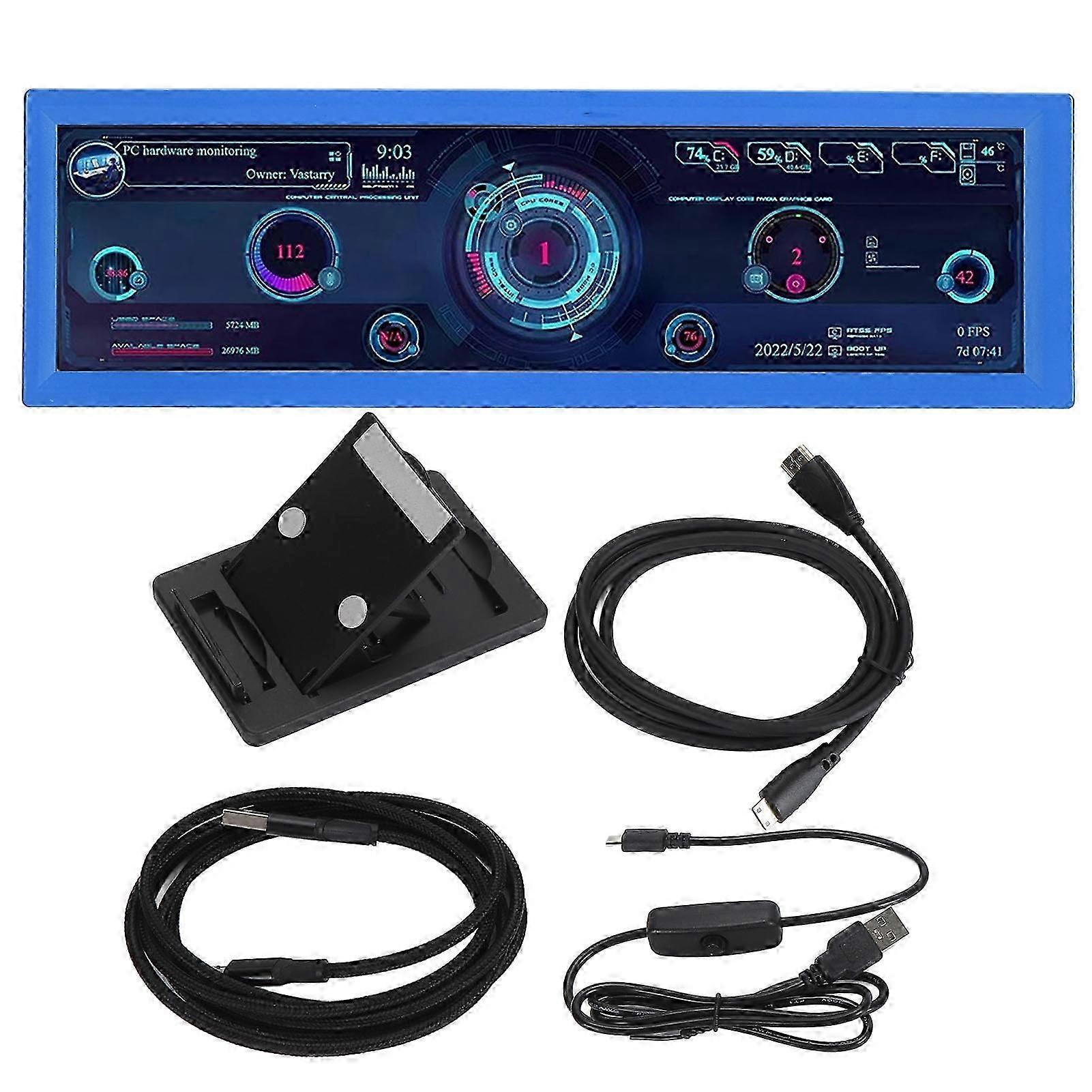 8.8 Inch PC Temperature Professional HD IPS 1920x480 LCD PC CPU Data Secondary Display RPi Linux for Windows 2025