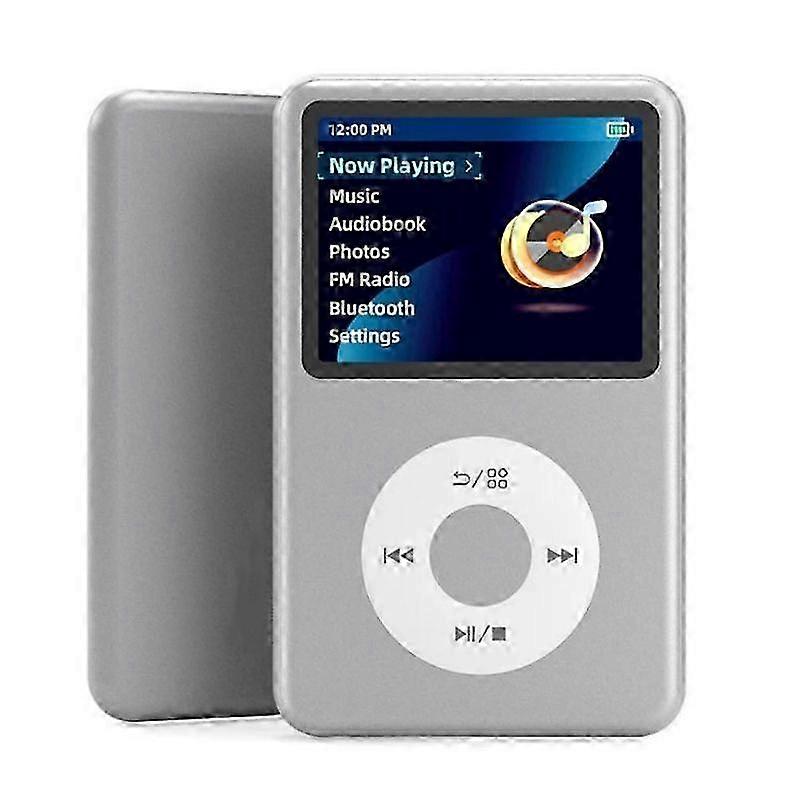 Mini portable MP3 player with Bluetooth HiFi functionality, built-in audiobooks, exquisite gift upgrade, silver