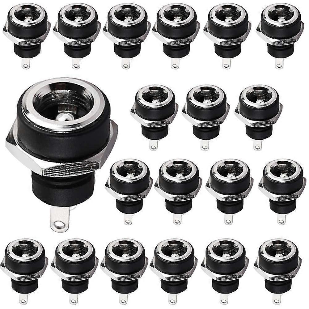 20 Pcs 2.1 x 5.5 mm Female DC Power Jack Panel Mount Connector Socket 2 Pins Secure Fit