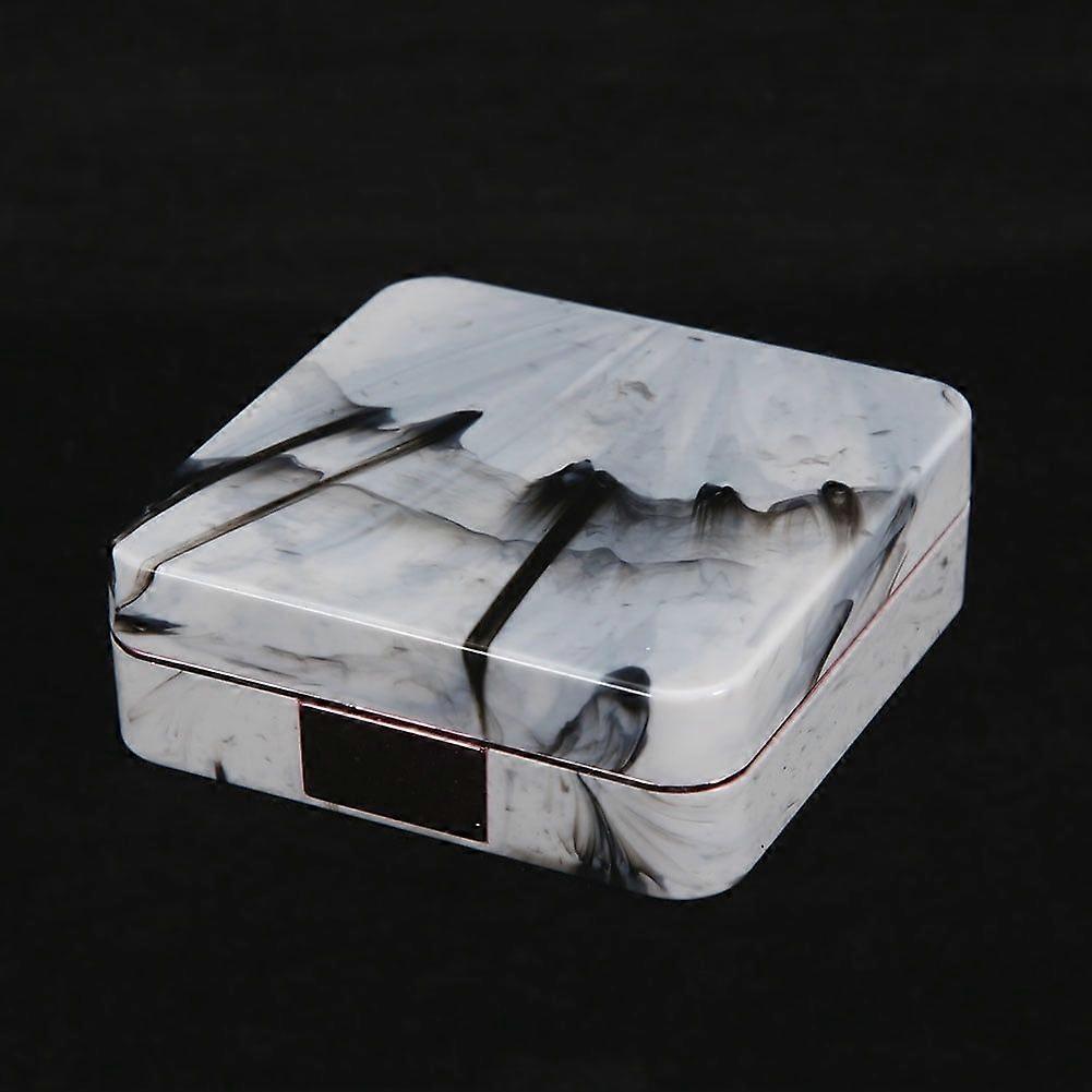 Portable Marble Surface Mirror Square Soaking Contact Lens Case Rose Red