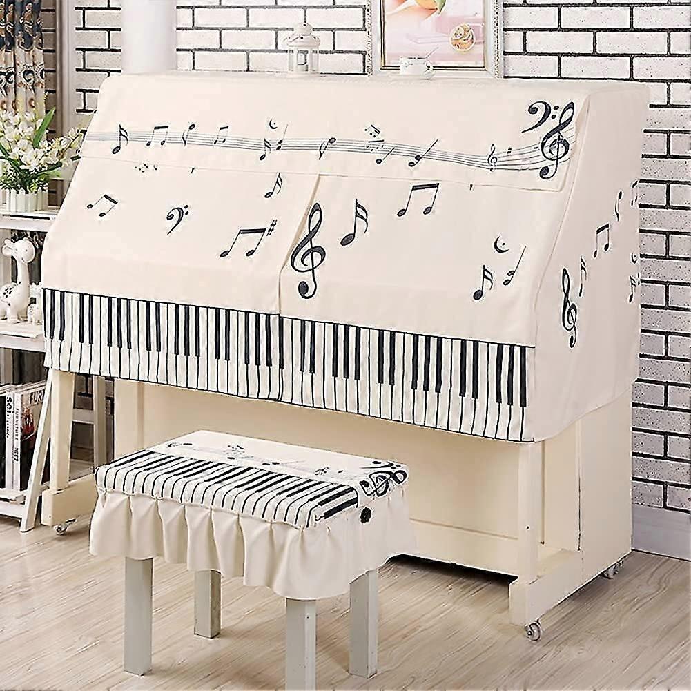 White Upright Piano Dust Cover Set with Bench, Full Dustproof Scratch Protection