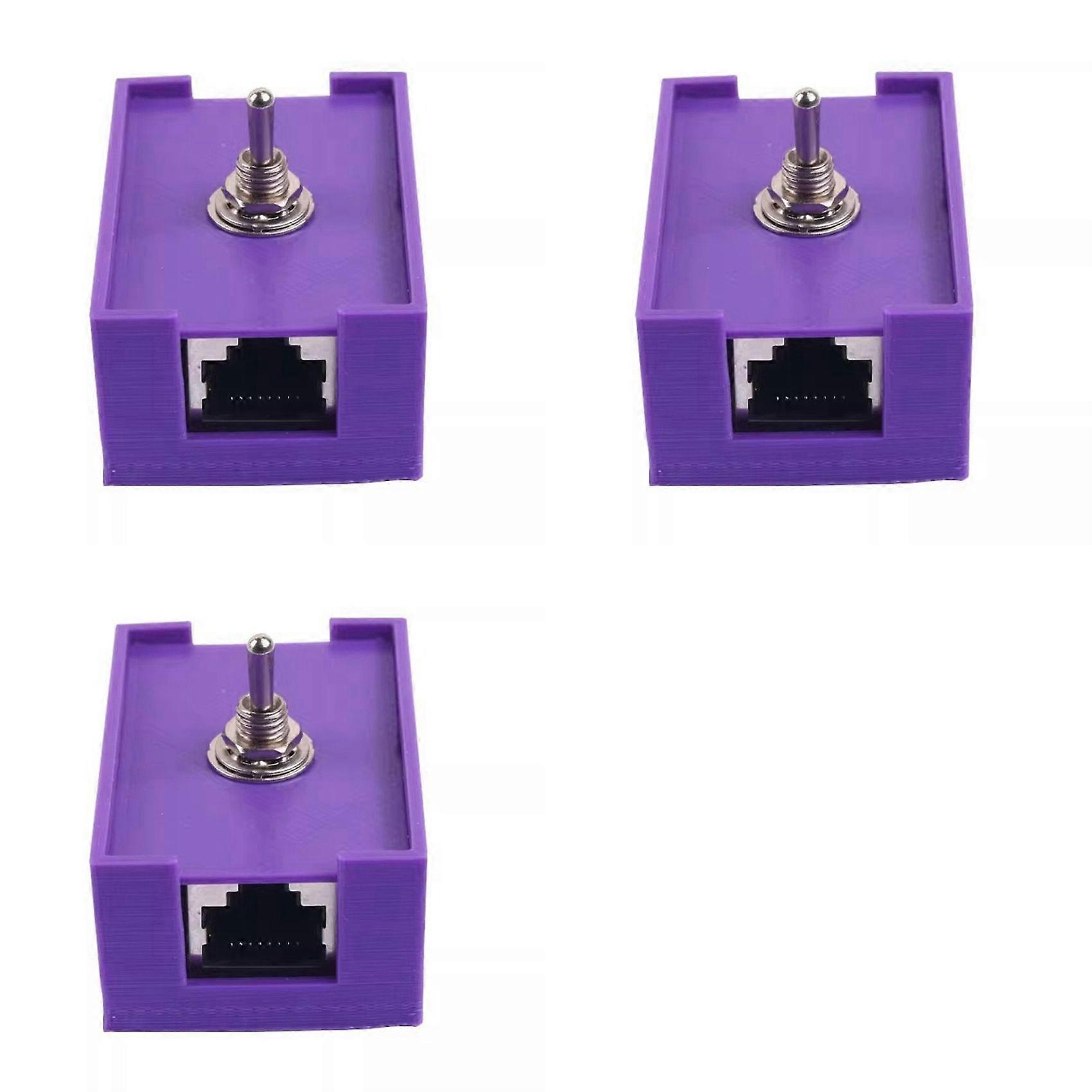 3X Network RJ45 LAN CAT5/CAT6 Twisted Pair Control Switch Toggle Switch Network Cable Switch