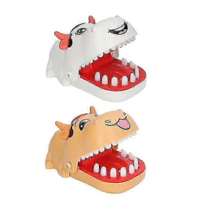 Cow-Shaped Push-Down Teeth Toy: Interactive Bite Finger Game for Kids' Parties