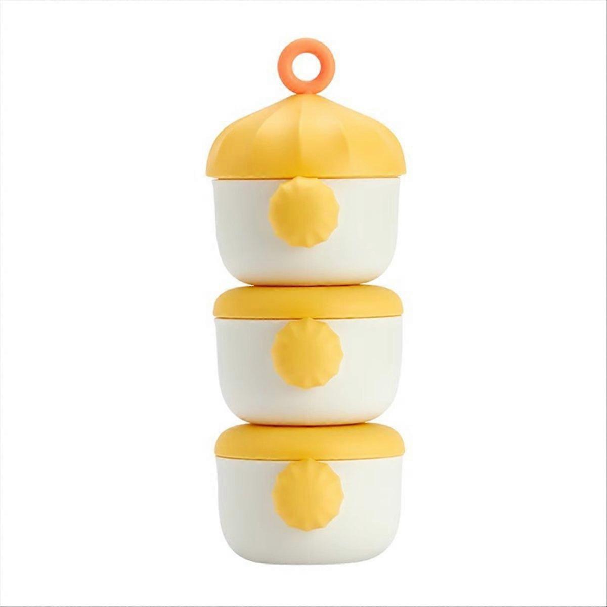3-Layer Milk Powder Dispenser, Stackable and Portable, Yellow
