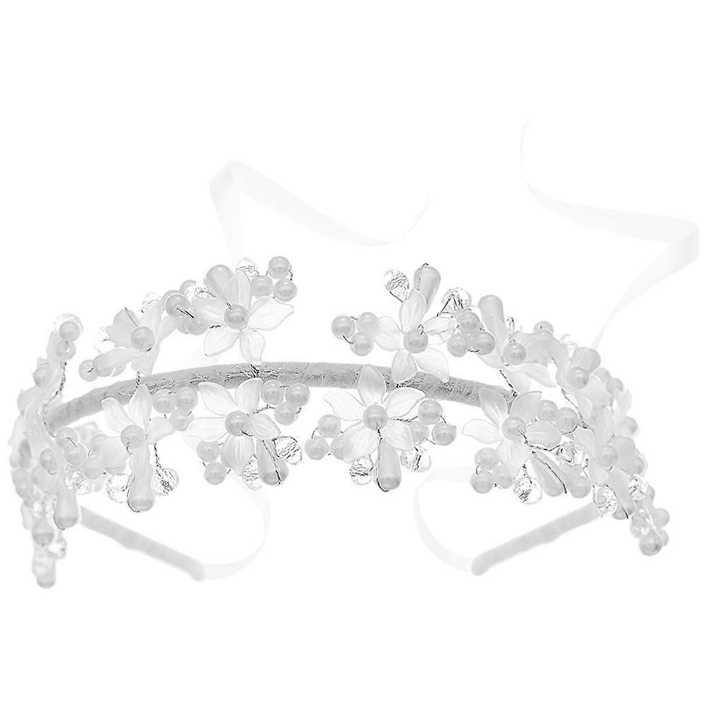 Bride Headpiece Pearl Decorative Headband for Decor Silver Alloy