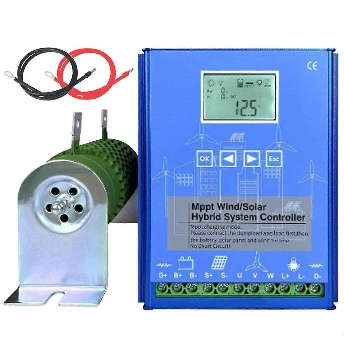 2000W Wind Solar Hybrid MPPT Charge Controller 12V/24V/48V LCD Display Boost Charging